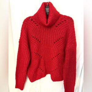 Elegant Red Cowl Neck Sweater